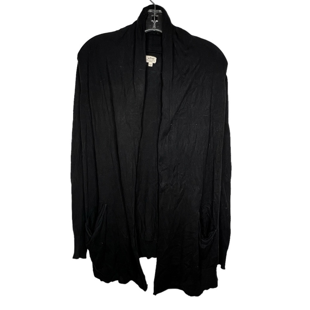 Wilfred Black Silk Cashmere Lightweight Cardigan Sweater